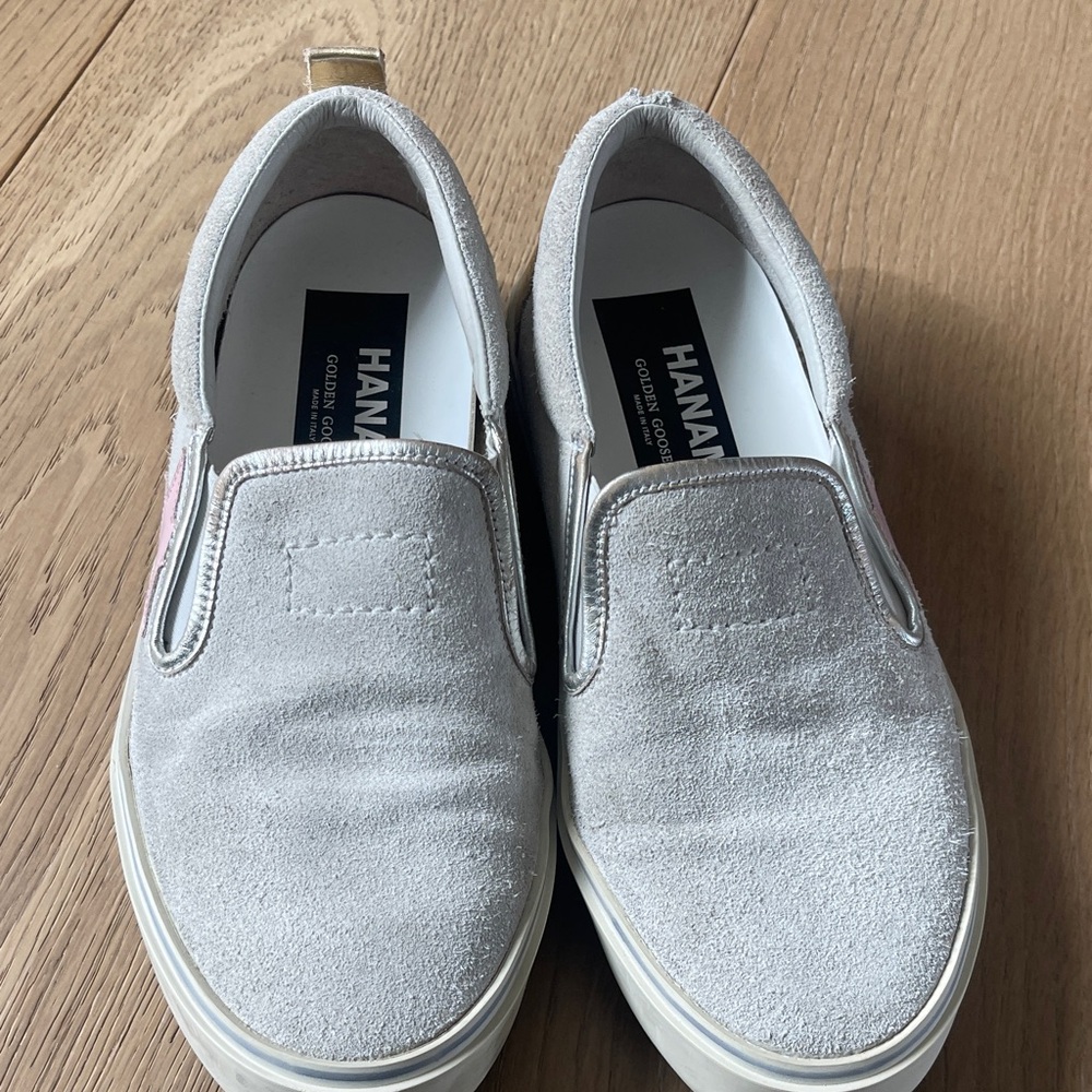 Golden Goose Light Gray Suede Slip-On Sneakers
